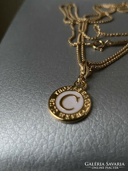 Original, marked shine gilding, silver ts 90 cm necklace with charmclub pendant