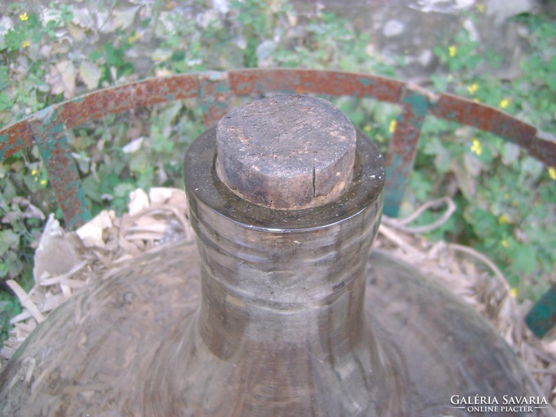 Old glass balloon in demizon metal holder - large size