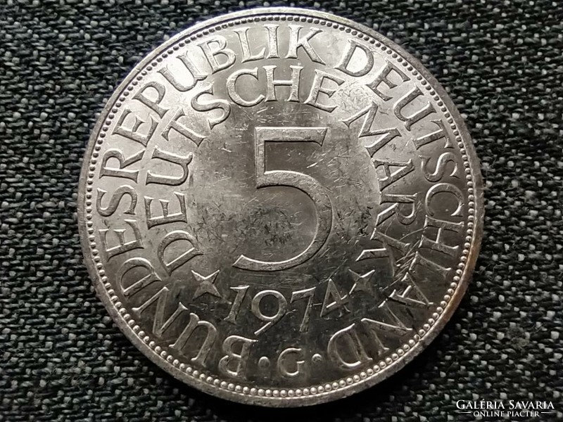 Németország NSZK (1949-1990) .625 ezüst EXTRA 5 Márka 1974 G (id23034)