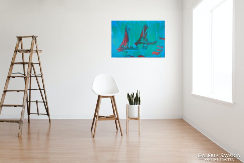 Sailing 55x46cm unique abstract canvas picture
