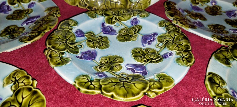 Schütz blansko antique majolica cake set 1+6 pcs