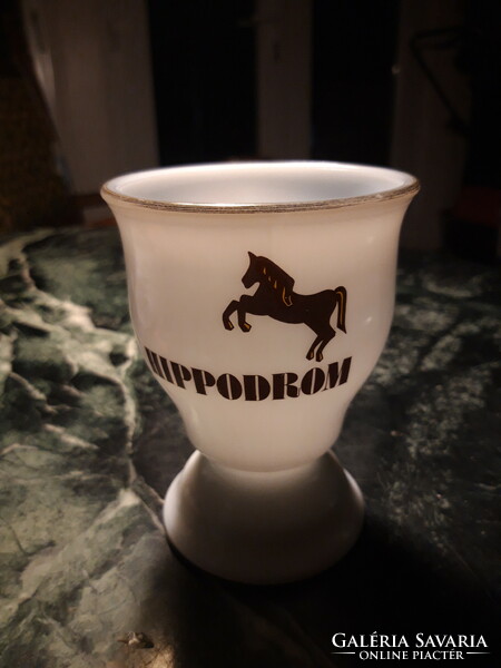 Milk glass equestrian cup / vase