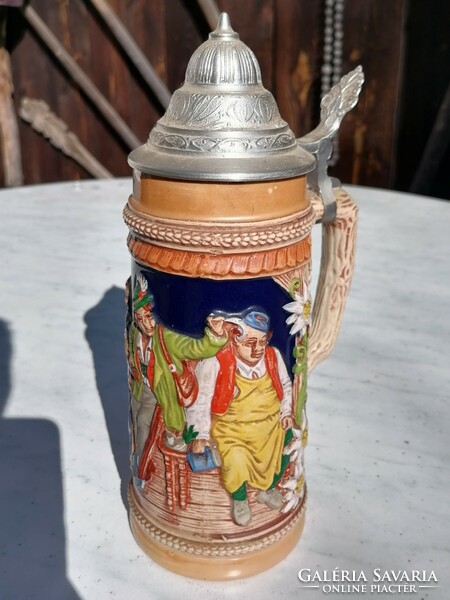 Gerz German beer mug with tin lid