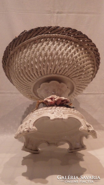 Old giant capodimonte fruit plate with centerpiece
