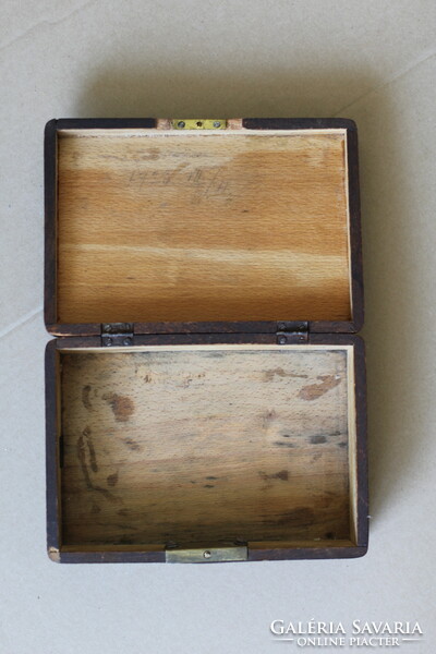 Fa Elisabeth feliratos antik ékszeres leveles fadoboz doboz