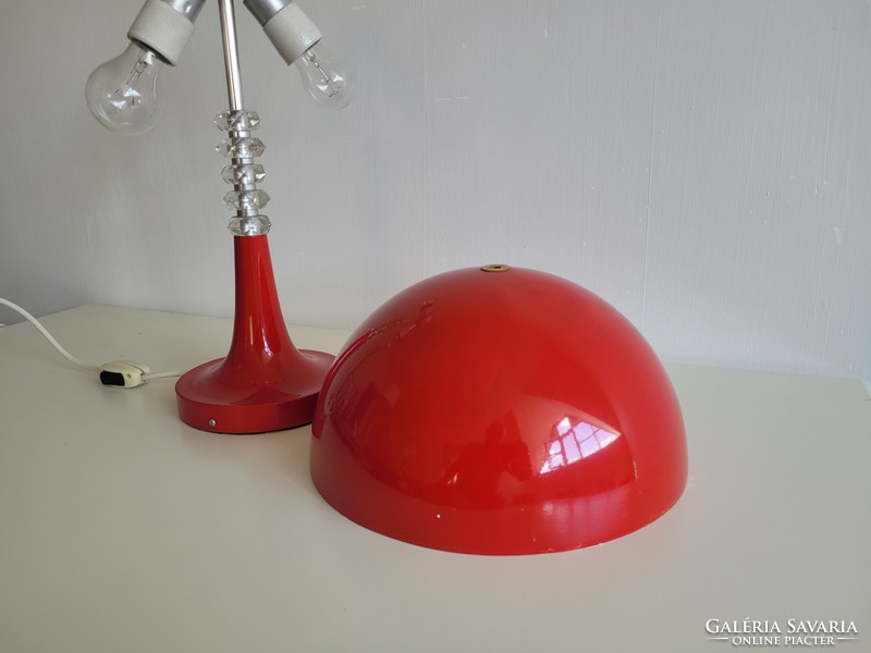 Retro two-bulb metal-molded large mushroom lamp, mid-century table lamp