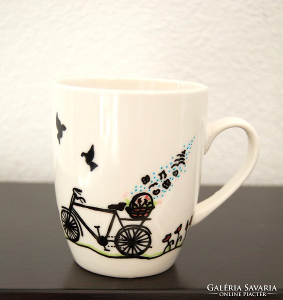 Cycling in Paris - hand painted mug