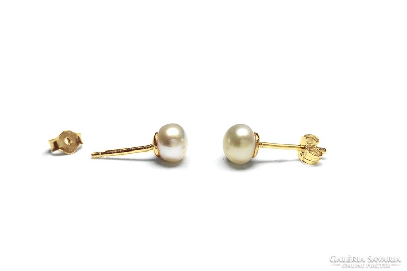 18Kt Gold Earrings - Freshwater Cultured Pearl Earrings in Gold - 18ct Pearl Jewelry