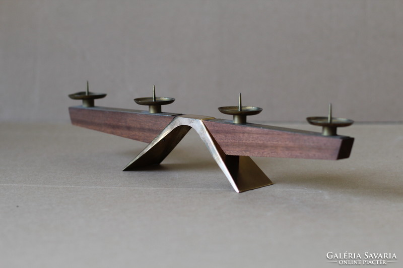 Retro wooden metal candle holder