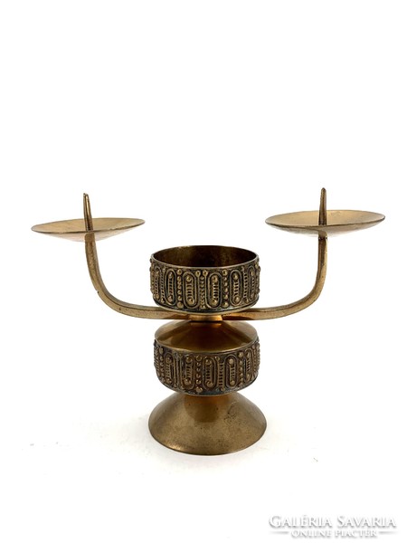 Pair of mid-century Hungarian artisan design candle holders, copper, designed by Gyula szabó - 4779