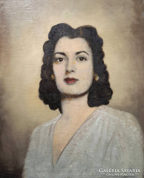 Hatvany jelzéssel: Női portré (olajfestmény vászonra)