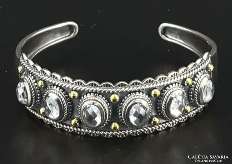 Fabulous, thick, showy, zircon gemstone bracelet 925 silver new