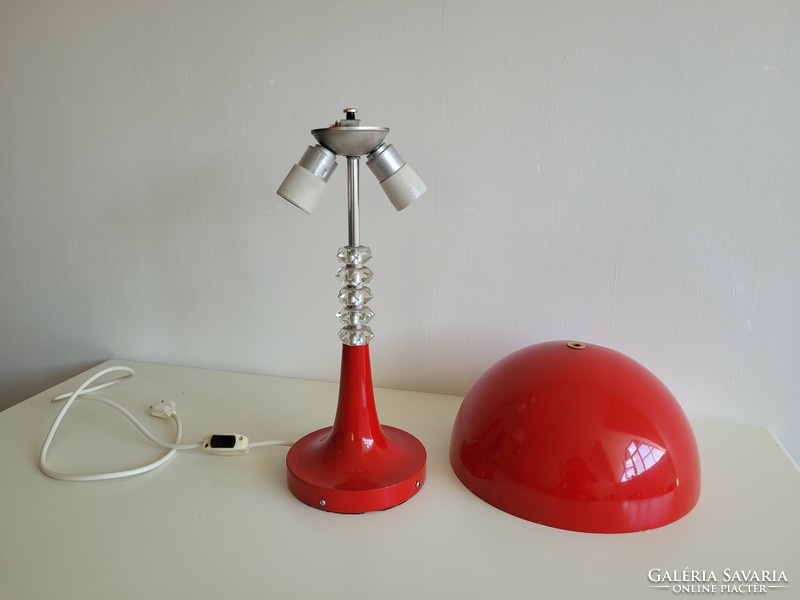 Retro két izzós fémbúrás nagy méretű gomba lámpa mid century asztali lámpa