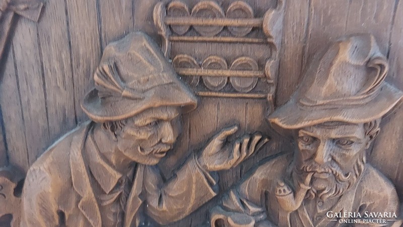 (K) old German carved wall picture 43x35 cm, marked (artificial wood)