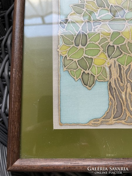 Green leaf tree - hand painted silkscreen