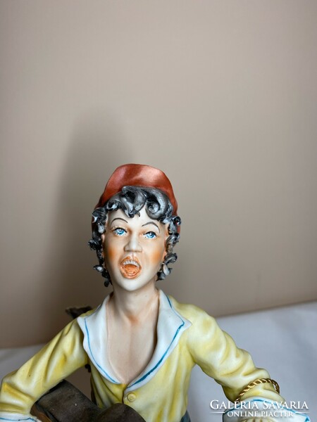 Capodimonte Italian porcelain playing boy with guitar 25cm