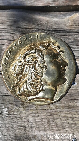 III. Alexander the Great (Macedonian king) brass plaque, large, heavy piece