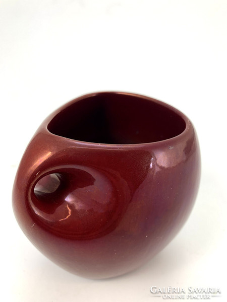 Zsolnay vase with burgundy iridescent glaze, designed by Palatine Judit - 4911