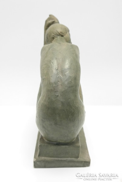 Márta Lesenye: female nude terracotta statue, around 1970 - 5128