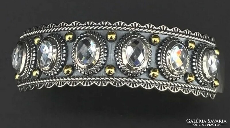 Fabulous, thick, showy, zircon gemstone bracelet 925 silver new