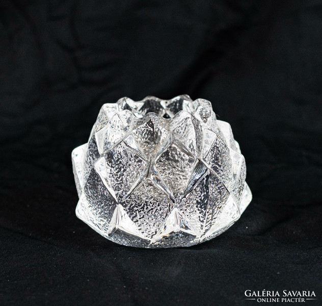 Orrefors Swedish crystal candle holder - artichoke - designed by Berit Johansson - mid-century modern design