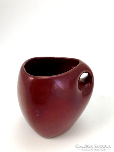 Zsolnay vase with burgundy iridescent glaze, designed by Palatine Judit - 4911