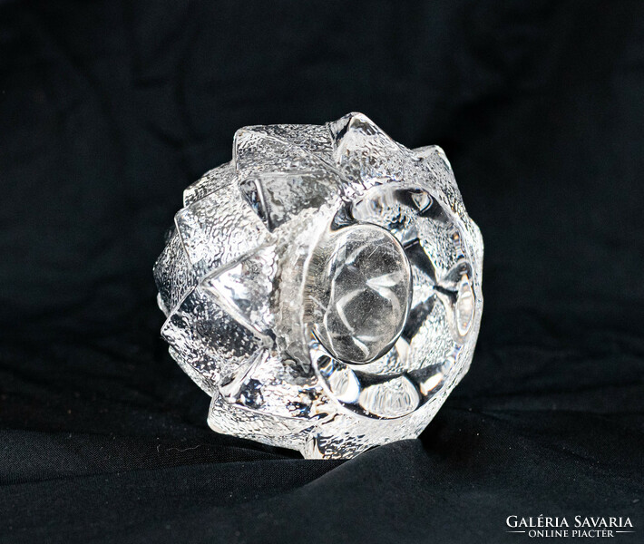 Orrefors Swedish crystal candle holder - artichoke - designed by Berit Johansson - mid-century modern design