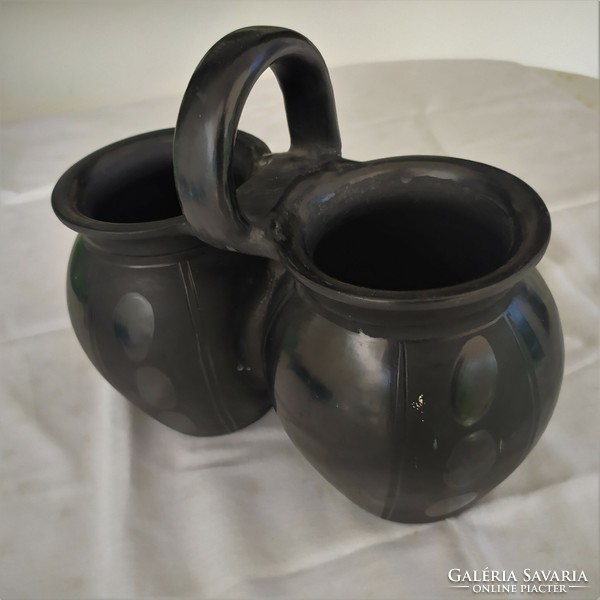 Painted Karcagi ceramic double pot/slice for sale!