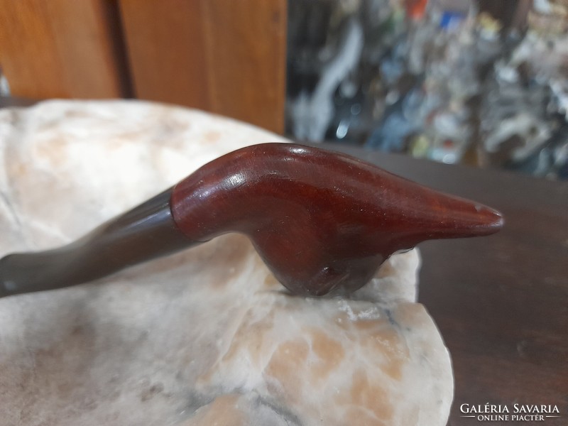 Hand pipe with mahogany carved pipe head. 15 Cm.