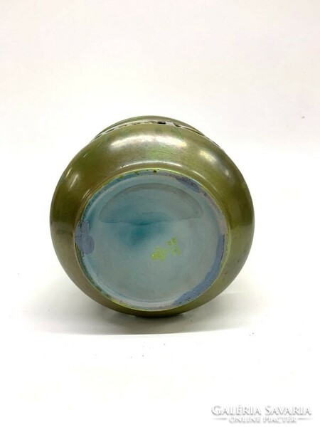 Zsolnay eozin-glazed shield seal openwork porcelain flower pot - 50097