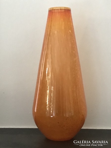 Frame stained glass vase in orange color, 24.5 cm high