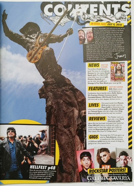 Kerrang magazin 16/7/9 Biffy Clyro Death Spells Ghost Babymetal Muse Beartooth Slipknot Borland Day