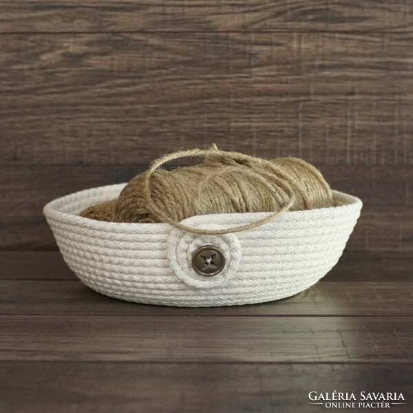 Zinnia stitched rope basket - storage bowl