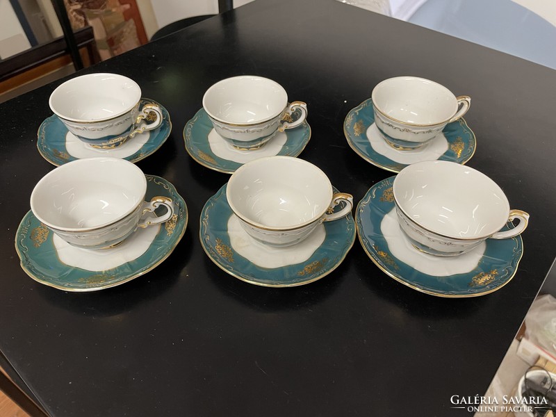 Zsolnay green pompadour i. Coffee set cup set tableware