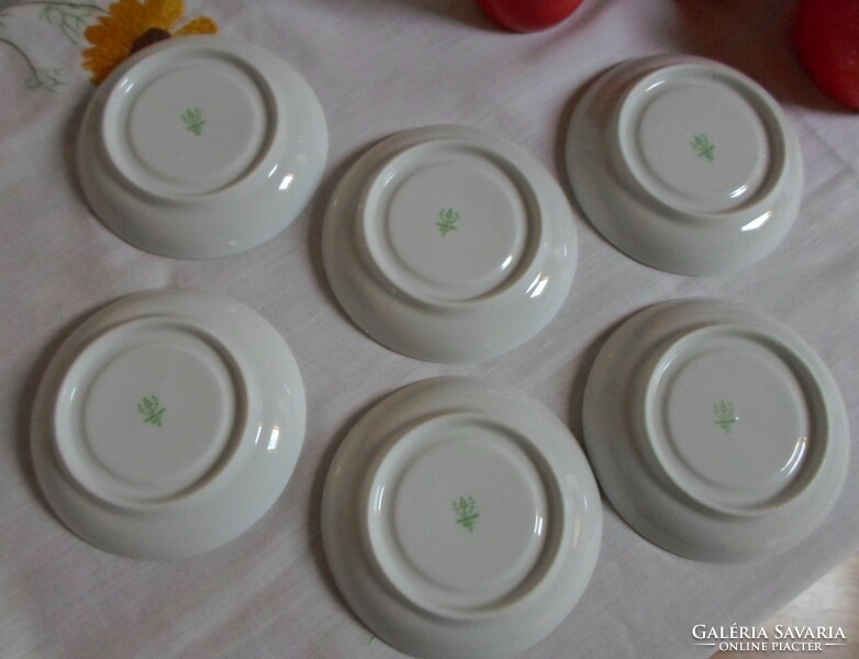 Hölóháza porcelain, red coffee set (mocha set): pot, pourer, cups, saucer