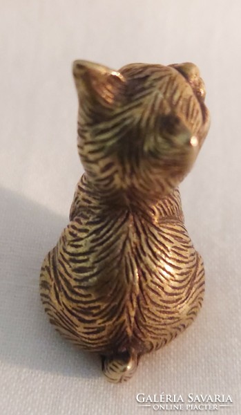Miniature solid brass cat figure