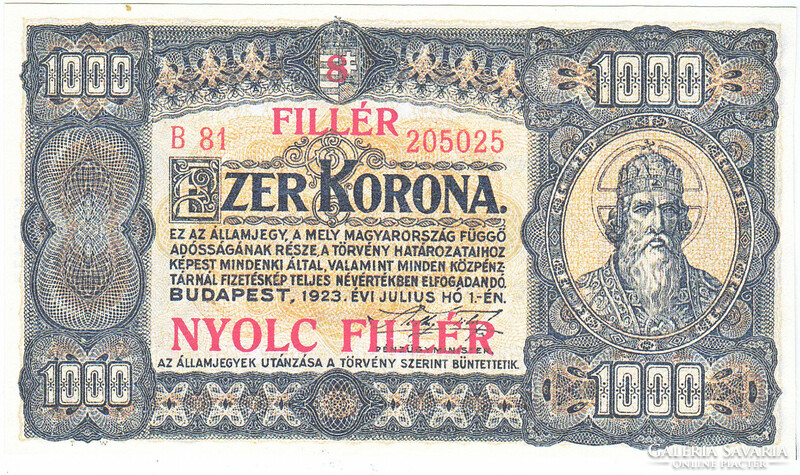 Hungary 1000 kroner 8 pieler replica 1923
