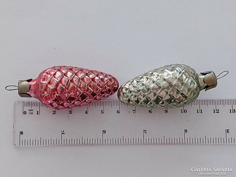 Old glass Christmas tree decoration cone glass decoration 2 pcs