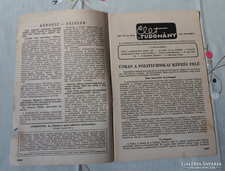 Élet és tudomány – tudományos hetilap: 1958 (régi újság születésnapra)