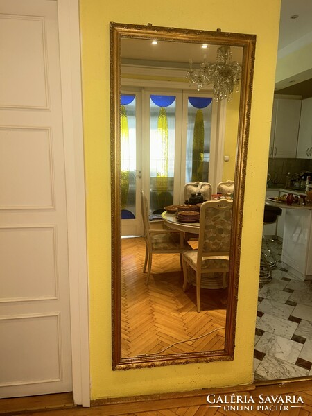 Mirror, large size, gilded, chiseled, wooden frame
