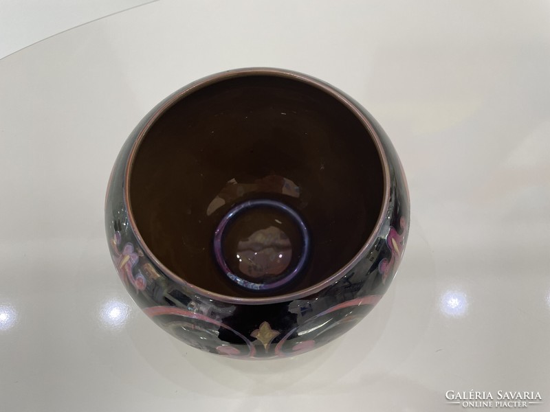 Zsolnay eozin többtűzű kéttűzű kaspó váza porcelán