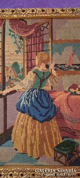 Old needle tapestry interior picture (m4129)