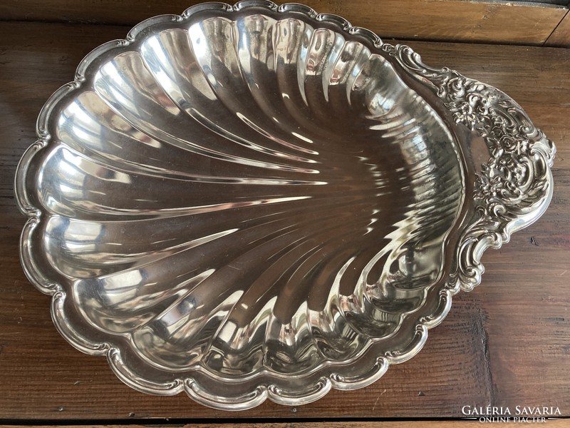 Huge silver-plated tray / shell-shaped centerpiece