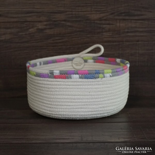 Sewn rope basket - storage bowl (iberis)
