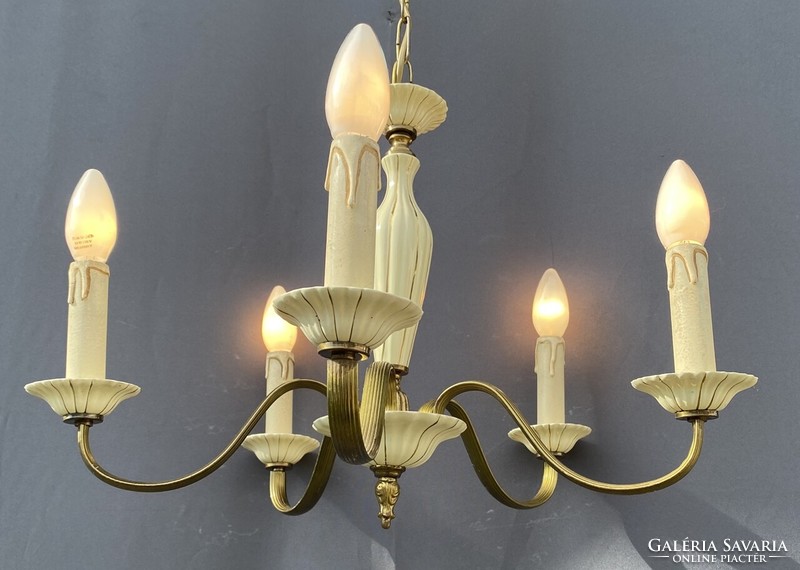 Gilded majolica chandelier.