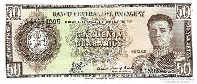 50 guarani guaranies 1963 Paraguay UNC