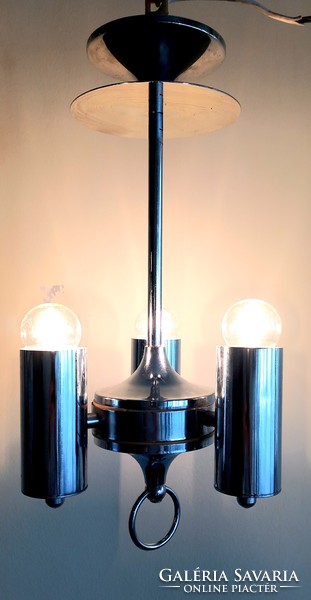 Bauhaus Art-deco Design Króm mennyezeti lámpa,  Gaetano Sciolari?   ALKUDHATÓ