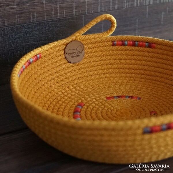 Sewn rope basket - storage bowl (gazania | 1)