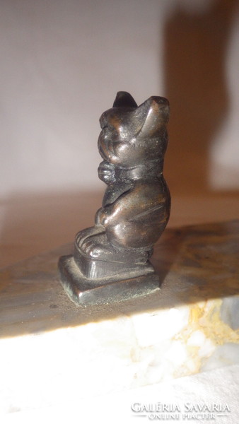 Art deco desktop marble photo holder with bronze dogs