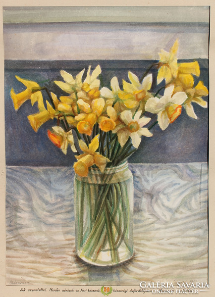 György Marosvár: daffodils in glass, April 1991